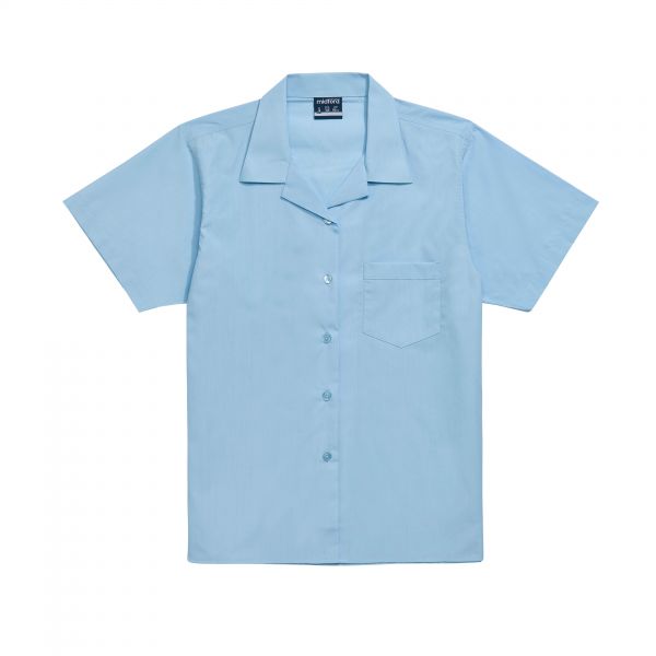 girls blue short sleeve school shirts
